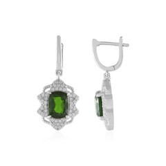 Russian Diopside Silver Earrings