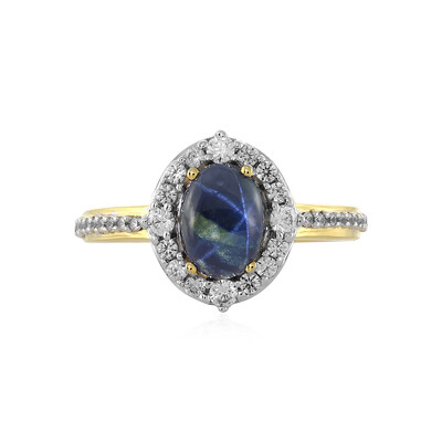 Blue Star Sapphire Silver Ring
