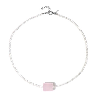 Rose Quartz Silver Necklace