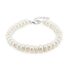 White Freshwater Pearl Silver Bracelet (TPC)