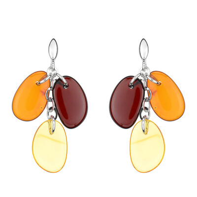 Cognac Baltic Amber Silver Earrings (dagen)