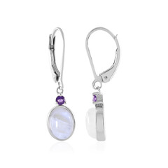Rainbow Moonstone Silver Earrings