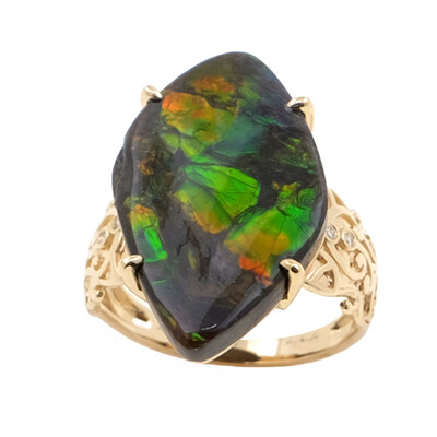 14K Ammolite Gold Ring (de Melo)