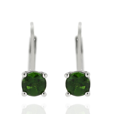 Russian Diopside Silver Earrings