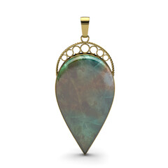 Petrified Opalized Wood Silver Pendant (Bali Barong)