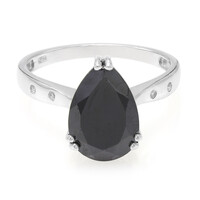 Black Spinel Silver Ring