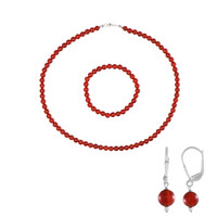 Red Onyx Silver Set