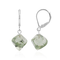 Green Amethyst Silver Earrings