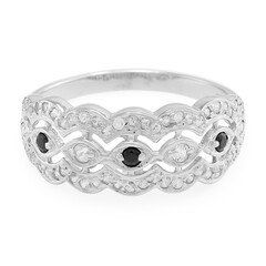 Black Spinel Silver Ring