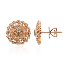 9K SI1 Argyle Rose De France Diamond Gold Earrings