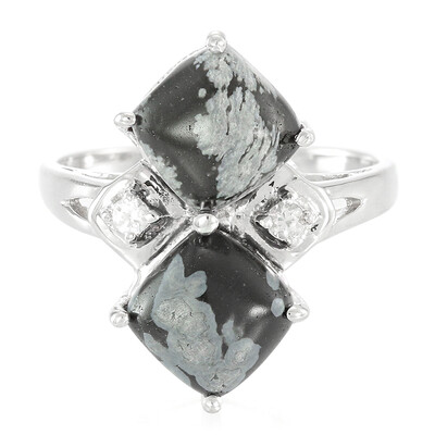 Snowflake Obsidian Silver Ring