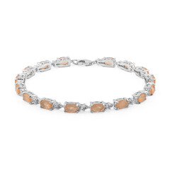 Peach Pastel Quartz Silver Bracelet