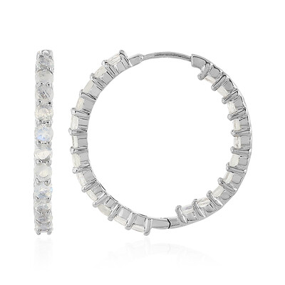 Rainbow Moonstone Silver Earrings