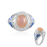 Peach Moonstone Silver Ring (Adela Silber)