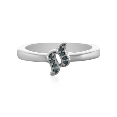 I2 Blue Diamond Silver Ring