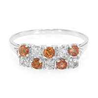 Orange Sapphire Silver Ring
