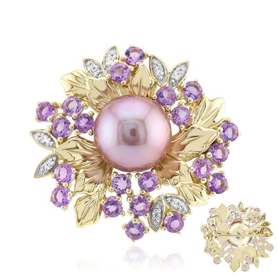 Purple Ming Pearl Silver Brooch (TPC)