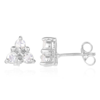 Rainbow Moonstone Silver Earrings
