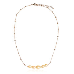 Orange Freshwater Pearl Silver Necklace (TPC)