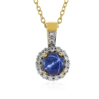 Blue Star Sapphire Silver Necklace