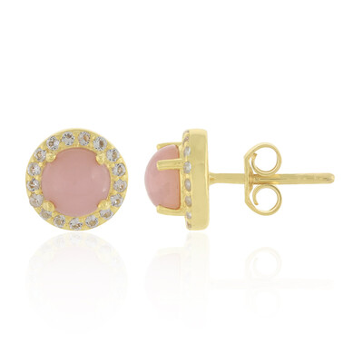 Pink Opal Silver Earrings