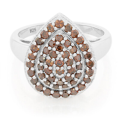 Red Diamond Silver Ring