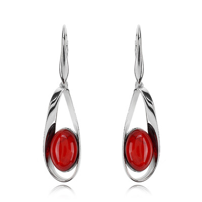 Colombian red Amber Silver Earrings (dagen)