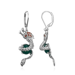 Green Agate Silver Earrings