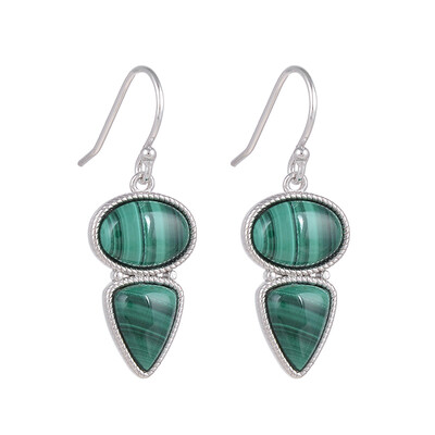 Malachite Silver Earrings