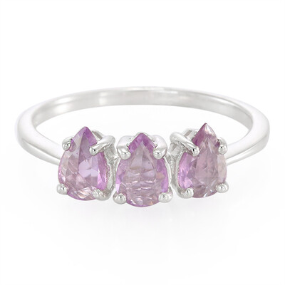 Unheated Ceylon Purple Sapphire Silver Ring