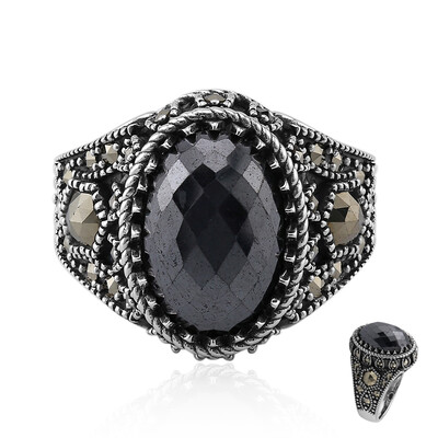 Black Hematite Silver Ring (Annette classic)