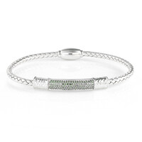 Green Diamond Silver Bangle