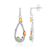 Orange Sapphire Silver Earrings