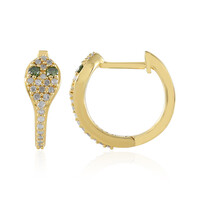 I3 Green Diamond Silver Earrings
