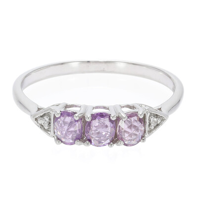 Unheated Ceylon Purple Sapphire Silver Ring