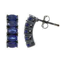Madagascar Blue Sapphire Silver Earrings