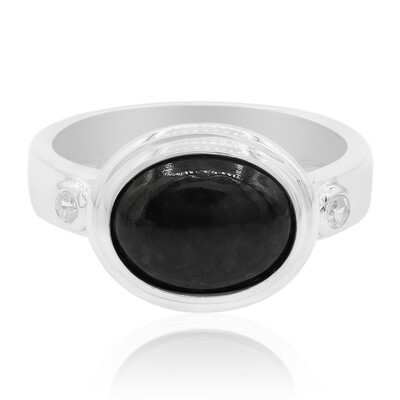 Black Jadeite Silver Ring (Annette)