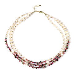 White Freshwater Pearl Silver Necklace (Riya)