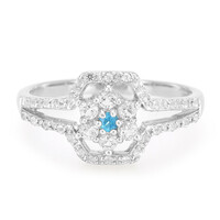 Neon Blue Apatite Silver Ring