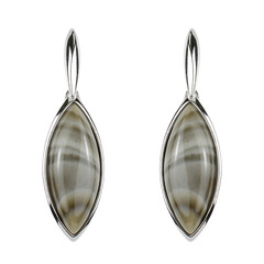 Holy Cross Flint Stone Silver Earrings