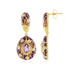Rose de France Amethyst Silver Earrings(Adela Silber)