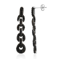 Black Spinel Silver Earrings