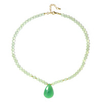 Green Chalcedony Silver Necklace
