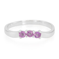 Unheated Ceylon Purple Sapphire Silver Ring