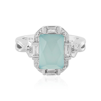 Aqua Chalcedony Silver Ring