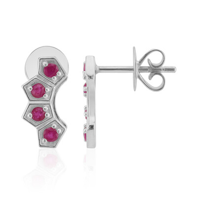 Burmese Ruby Silver Earrings (Pallanova)