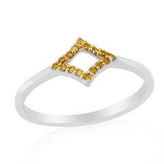 I3 Yellow Diamond Silver Ring