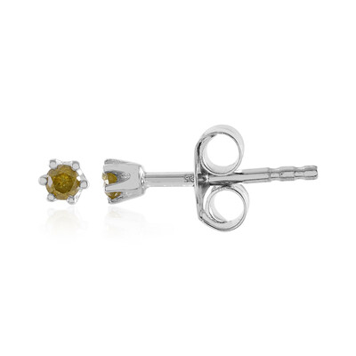 I3 Yellow Diamond Silver Earrings