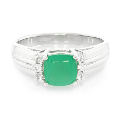 Green Chalcedony Silver Ring