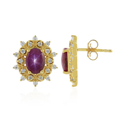 Channapatna Star Ruby Silver Earrings